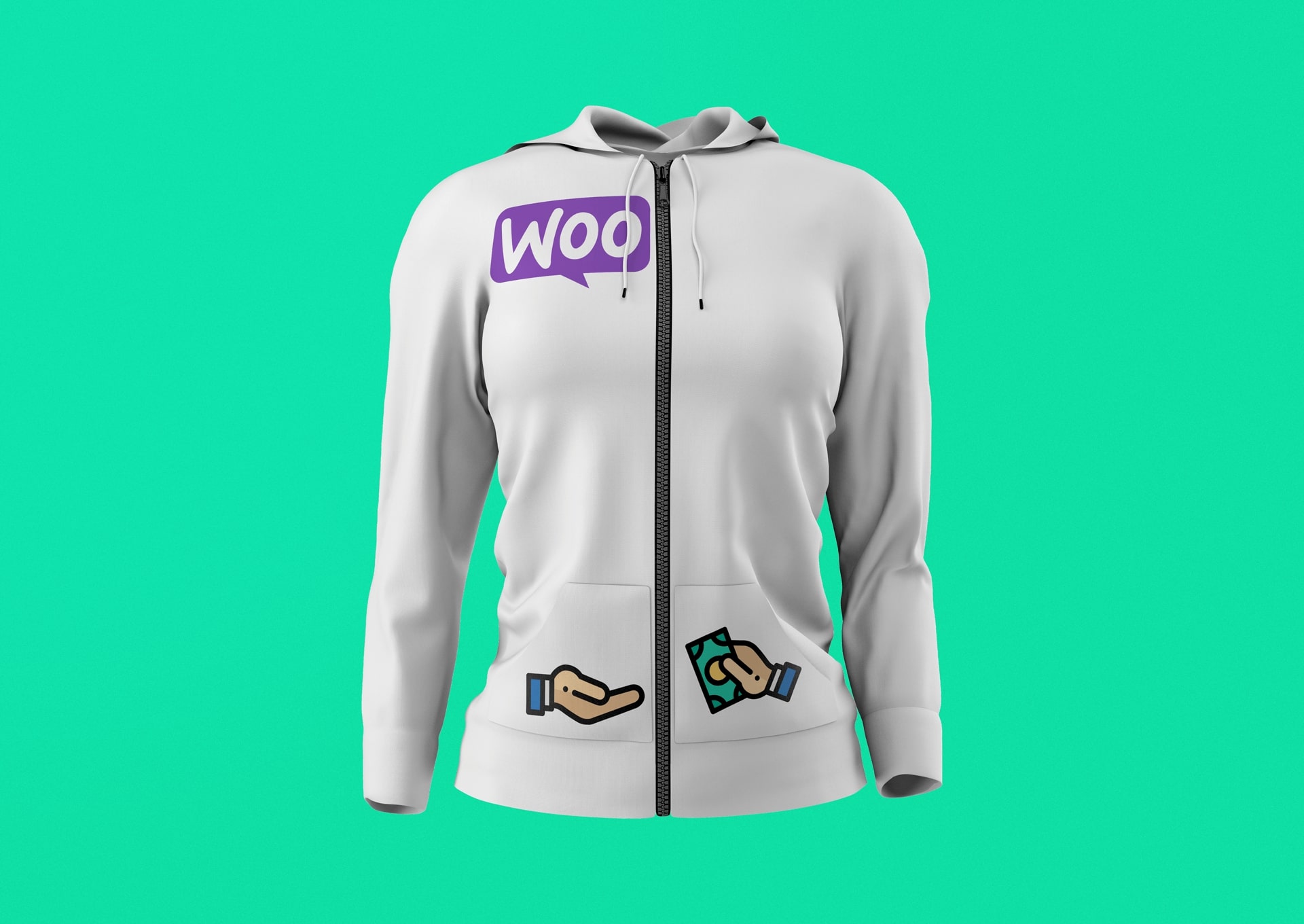 Hoodie-Women-3.jpg WooCommerce "Gimme the Money" Zipper Hoodie - Image 1